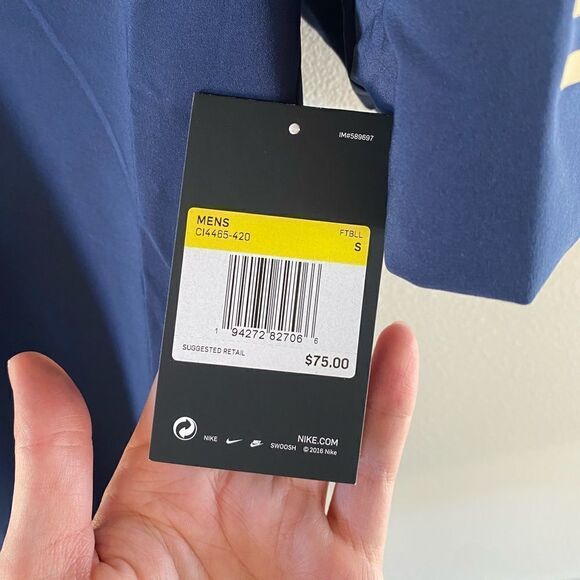 Nike Blue Short Sleeve Quarter Button Down Polo Shirt Football Size Small NWT - Picture 2 of 4